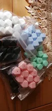 Mabomasticar-Cuentas de dentición hexagonales de 17mm, 10 Uds., grado alimenticio, sin BPA, cuentas de silicona suave, mordedores de bebé, joyería para chupete