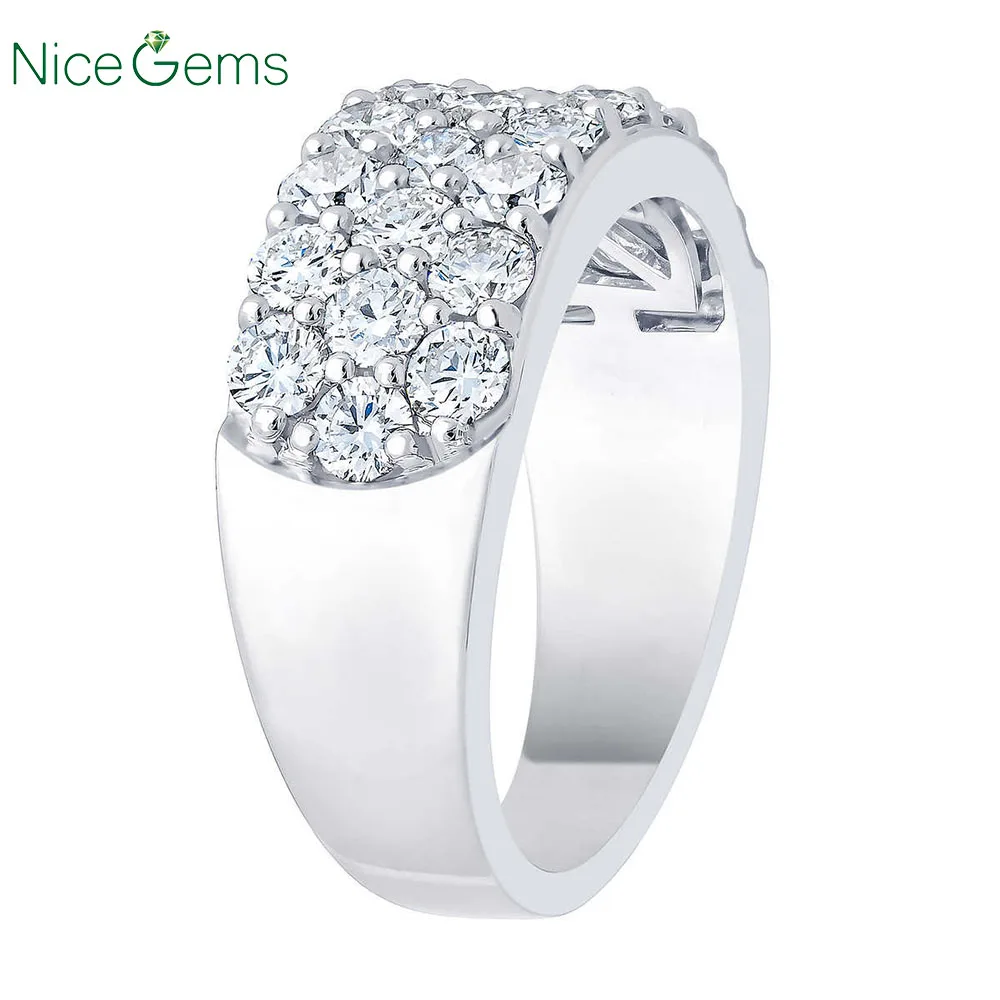 NiceGems, Платиновое кольцо, круглый бриллиант, 2,00 ctw, Муассанит, обручальное кольцо, обручальное кольцо, VVS1, ясность