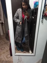 Plaid Coat Pocket-Jackets Cashmere Autumn Winter Long Women Outwear Warm Thickness Casual