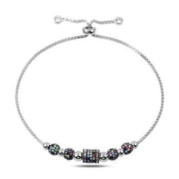 

KUTAYDAN 925 Sterling Silver Zircon Stone Dangle Elevator Bracelet