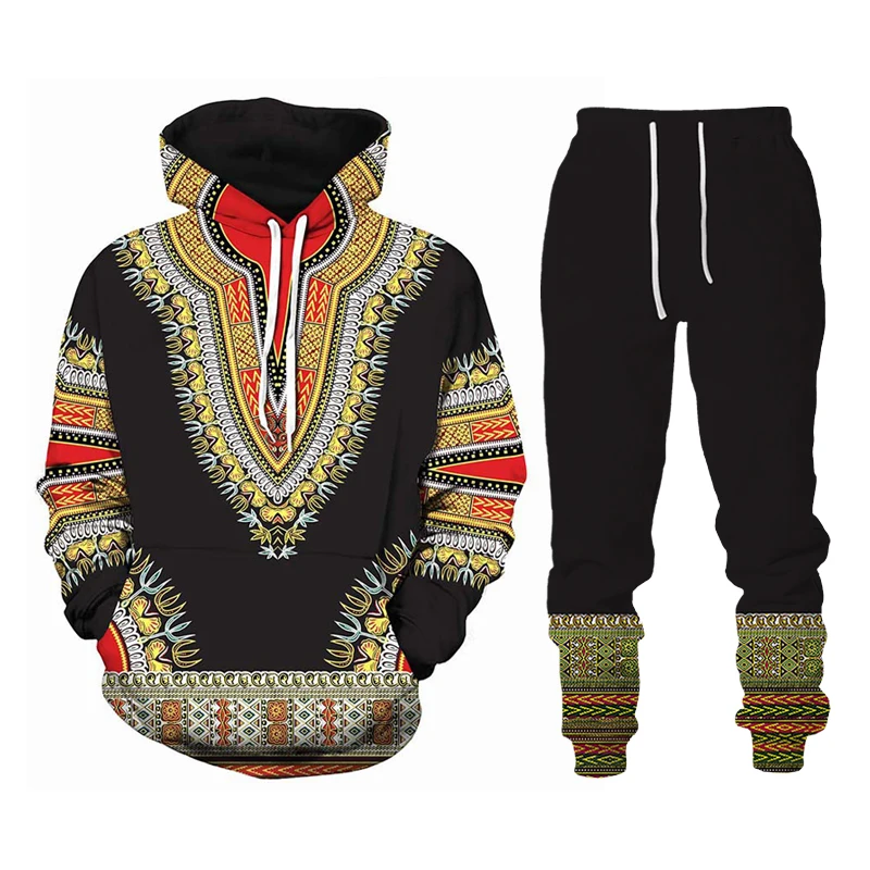 Ethnic Style 3d Printed Man Tracksuit Retro Indian Hoodies And Pants ...