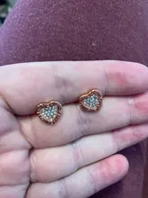 JoiasHome corazón aretes en forma para las mujeres joyería de plata 925 de moda mujer Color oro rosa pendientes de boda regalo