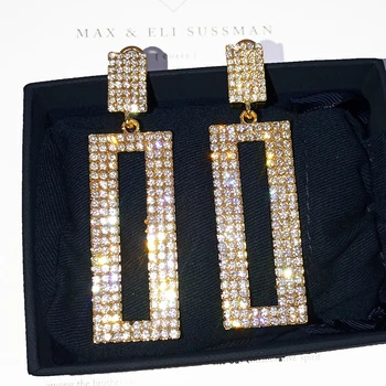

Mirafeel crystal earrings big Cube drop earrings for women sexy Banquet Queen gold earrings girl jewelry accessories gift