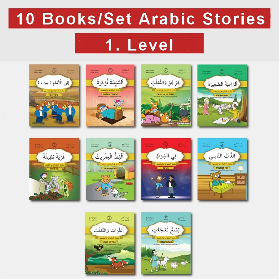 10 libros de cuentos de árabe, aprendizaje de idiomas, Educación turca, texto en 2 idiomas, envío rápido desde Turquía