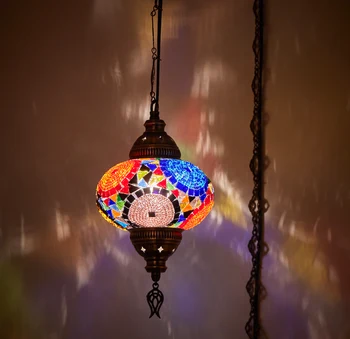 

Swag PLUG IN Turkish Moroccan Mosaic Ceiling Hanging Chandelier Light Lamp 15ft