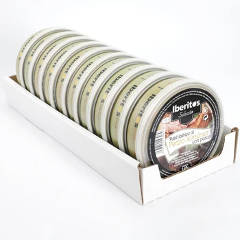 

IBERITOS-tray 10 Pate Iberico al Pedro Ximenez cans 140g-10x140g PEDRO tray XIMENEZ