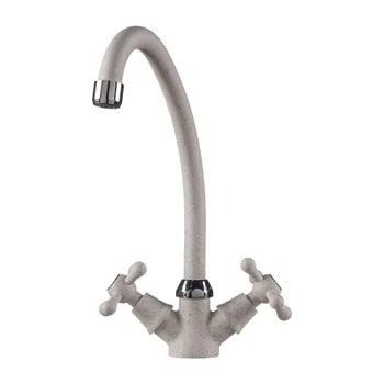 

Kitchen faucet two-handle with swivel overflow 260mm, White