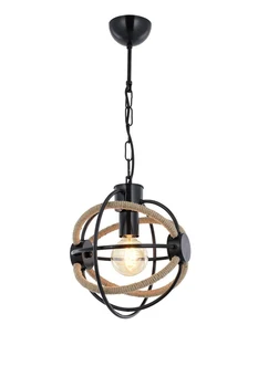 

AVONNI AV-1551-1BSY Black Painted Pendant, E27, Metal, Jute Rope