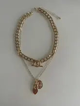 Lock-Necklace Link-Chain Heart-Pendant Cuban Steel Multi-Layer Gold-Color Cool Exaggerated