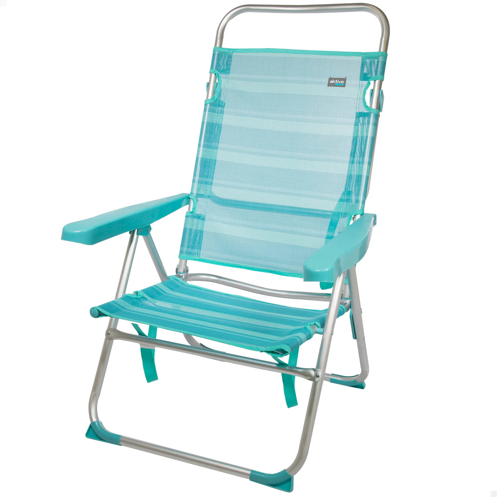 Silla alta reclinable aluminio Aktive Beach- azul, Silla plegable multiposicion playa, Silla de Sillas de playa, Silla plegable playa, Silla playa reclinable, Silla de pesca, Sillas plegables, Sillas de camping -