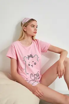 

Trendyol Pink Plaid Knitted Pajamas Set THMSS20PT0423