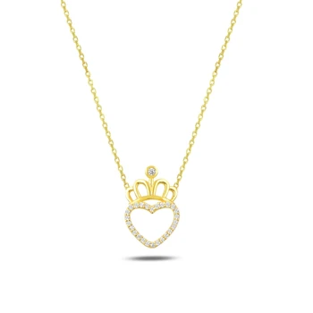 

KUTAYDAN Zircon Heart & Crown Pendant 925 Sterling Silver