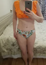 Bikini-Sets Biquinis Bathing-Suit CUPSHE Swimwear Women Orange Floral-Bottom Two-Pieces