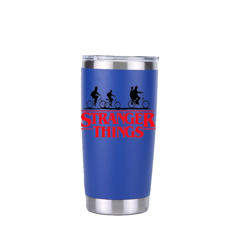 20 oz dark blue Странные Вещи термо кружка с крышкой двойными стенками из нержавеющей стали кофе кружки путешествия вакуумная колба вождения посуда для напитков кружка для путешествий - Цвет: 20 oz dark blue