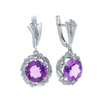 

Silver earrings with amethyst and cubic zirconia sunlight sample 925 test