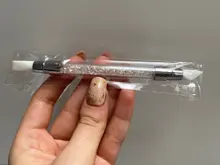 Pluma de pincel para arte de uñas, cabeza de silicona, grabado repujado, escultura hueca, herramientas de manicura acrílica, diamantes de imitación de cristal, 2 vías, 1 ud.
