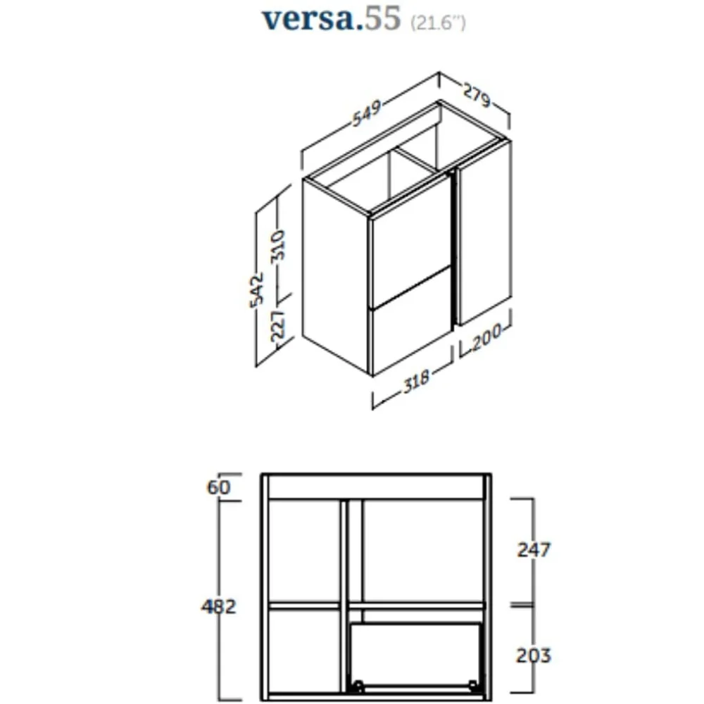 Versa 45 Mueble de Baño Suspendido a Pared Fondo Reducido | Mueble Aseo  Volado Pequeño de 1 Puerta y Lavabo Cerámico | 45cm