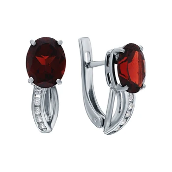 

Silver earrings with nanocrystal, cubic zirconia and Garnet sunlight sample 925