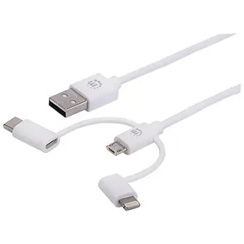

USB cable to charge and Sync 3-in-1 certificate Lightning devices, usb Type-C and micro. Length 1m.MANHATTAN