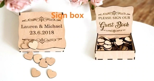 only sign box Персонализированная Свадебная Гостевая книга, Свадебная Гостевая книга, гостевая книга памяти, индивидуальная Гостевая книга Альтернатива - Цвет: only sign box