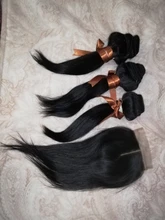Pelo recto humano brasileño mechones con cierre de encaje mechones de cabello humano postizo mechones con cierre Joedir no Remy para las mujeres negras