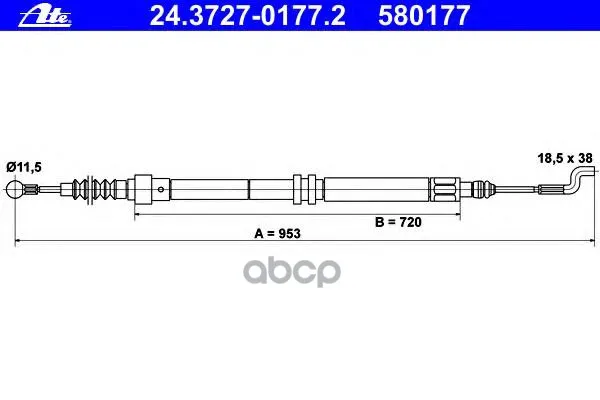 Трос Стояночного Тормоза Volkswagen Transporter(T4)(90-03) Ate арт. 24.3727-0177.2