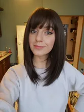 EASIHAIR-Peluca de BoBo marrón oscuro con flequillo, sintética, ondulada, de capa media, para mujeres negras, Cosplay, fiesta, resistente al calor, Natural