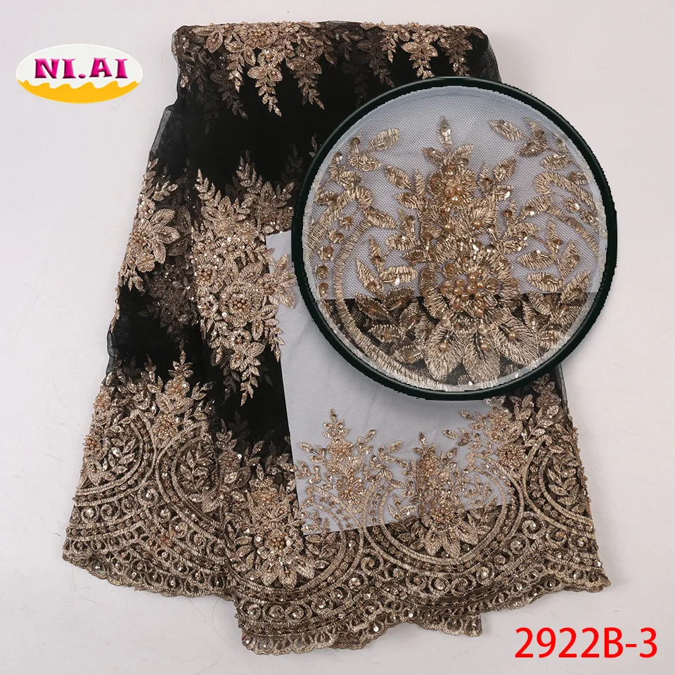 Кружевная ткань ручной работы из бисера, роскошное Африканское кружевное платье, свадебная кружевная ткань для платьев Mr2922b