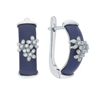 

Silver earrings with ceramics and cubic zirconia sunlight sample 925
