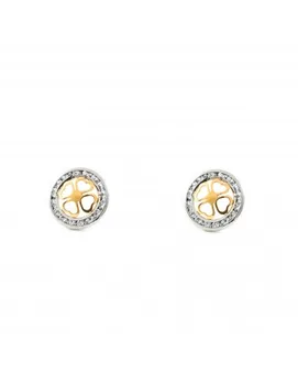 

Earrings Two-Color hearts openwork and fence in circon (9kts)