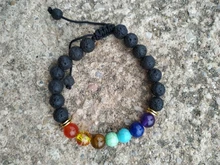7 Chakra encantos pulseras piedra de Lava para hombres y mujeres aceites esenciales difusor cuentas de piedra Natural de la cadena de moda joyería hecha a mano