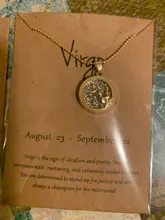 12-Constellation Necklaces Jewelry Gold-Chain Zodiac Sign Round Pendant Birthday-Gift