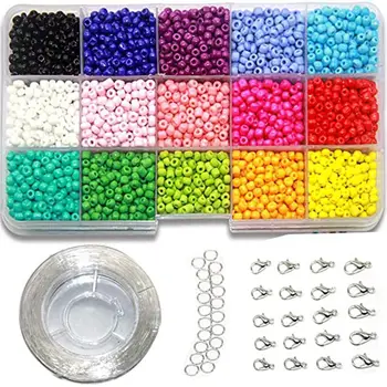 

Customized 3mm Millet Beads Set Handmade Glass Beads 15 Colors with Wire Box Decoration Accessories