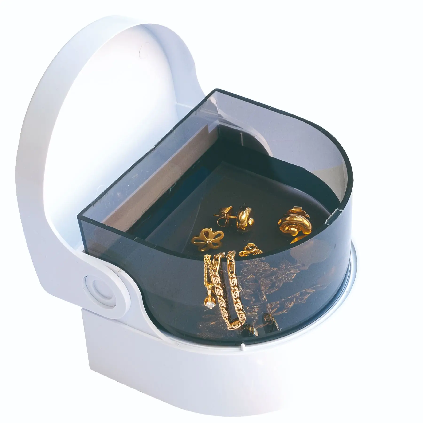 Pulitore Ad Ultrasuoni Jocca. Mini Macchina Per La Pulizia Di Gioielli In Oro O Argento, Ortodonzia, Protesi Dentarie, Teste, Lenti, Chiavi, Monete, L