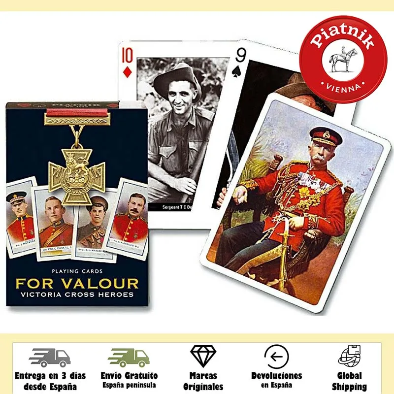 Piatnik, Deck Poker, 54 Carte, Valore Medaglia, Victoria Cross, Gran Bretagna, Eroi, Guerra, Guerra, Storia, Adulti, Gioco Da Tavolo, Gioco, Collezion