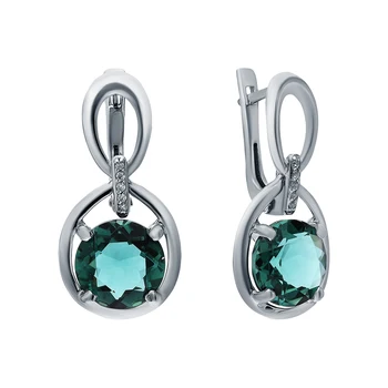 

Silver earrings with cubic zirconia and tourmaline imitation sunlight