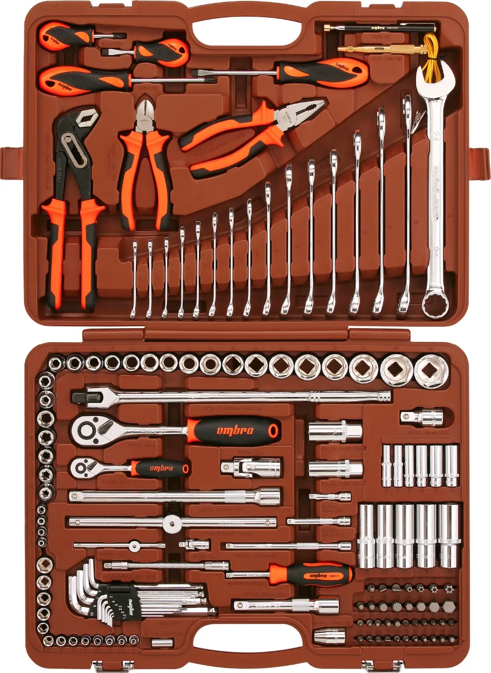 Универсальный набор инструмента Ombra OMT143SL, 1/4", 1/2"DR, 143 предмета