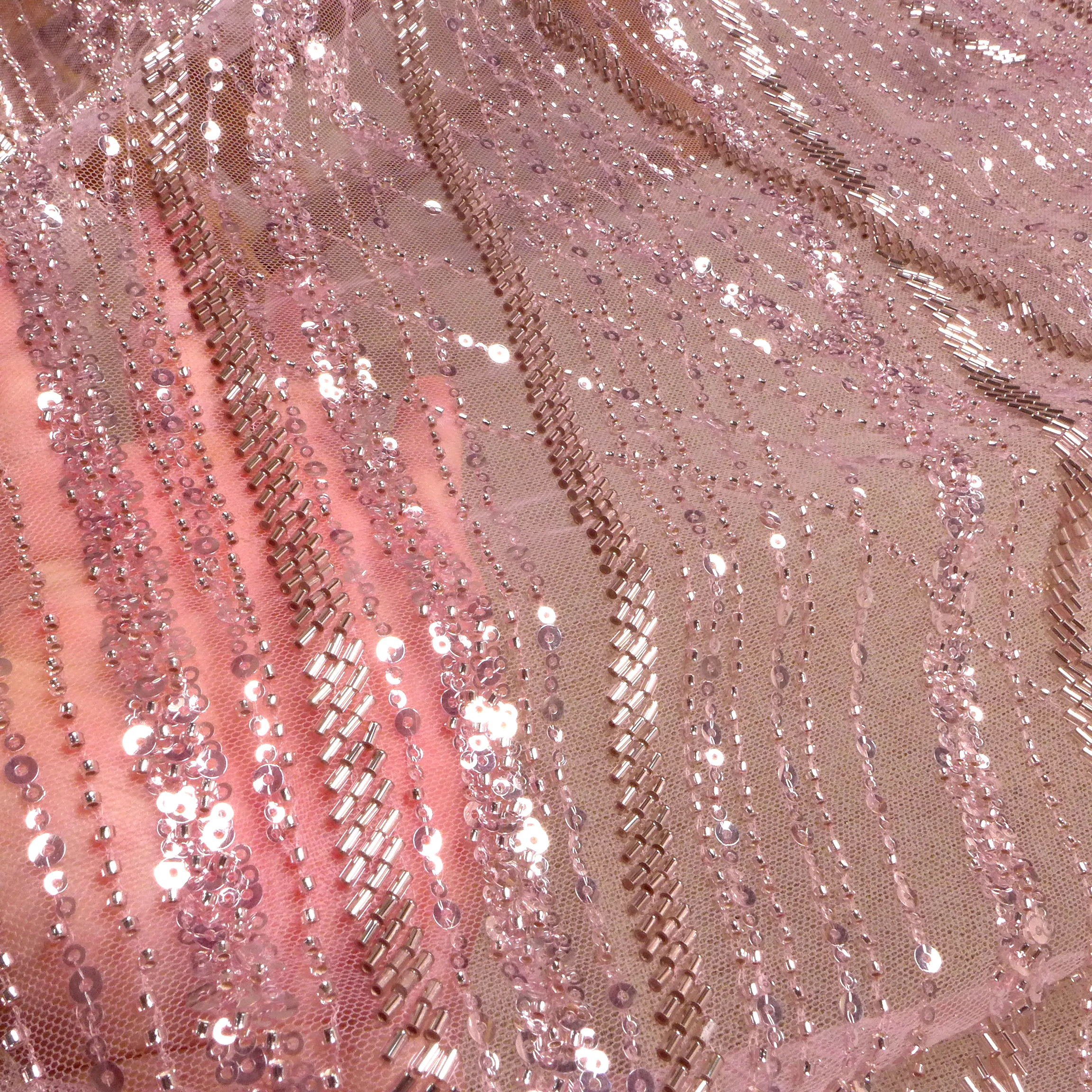 Description Picture 5 of itemLa Belleza 2022 hot lace fabric,Pink beads sequins lines lace, Black,gold,,beaded evening Gown dress lace,47'' width 1 yard