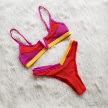 INGAGA Bikinis Sexy acanalado de la mujer de baño traje de baño 2021 de parches lisos Bikini Tanga Bikini conjunto