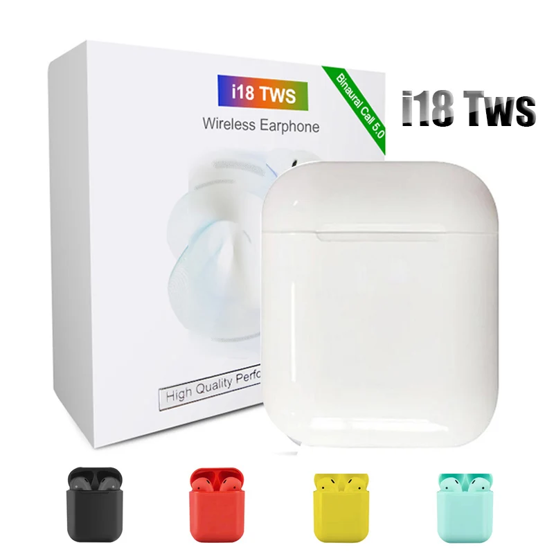 

Original i18 Tws Wireless Bluetooth Earphone Mini 1:1 Touch Control 5.0 Heaphone With Charging Box for iPhone Android Earbuds