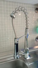 Kitchen Faucet Pull-Out Chrome-Spring Mixer Dual-Spout Single-Handle 360-Rotation Side-Sprayer