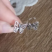 MENGJIQIAO-Clips de Metal con forma de mariposa para mujeres y niñas, joyería de oreja de cartílago falsa, sin Piercing