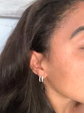 ANENJERY 925 de plata esterlina Simple circón de una sola fila pendientes para las mujeres brincos oorbellen pendientes de botón pendientes S-E14