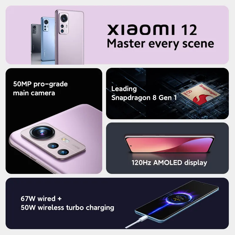 Globalna wersja Xiaomi Mi 12 Smartphone Snapdragon 8 Gen 1 Octa Core 128GB/256GB 120Hz wyświetlacz 4500mAh bateria 67W ładowanie 3 Globalna wersja Xiaomi Mi 12 Smartphone Snapdragon 8 Gen 1 Octa Core 128GB/256GB 120Hz wyświetlacz 4500mAh bateria 67W ładowanie 3