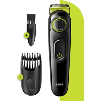 

Braun Beard Trimmer BT3221, Hair Clippers for Men, Cordless & Rechargeable, Volt Green