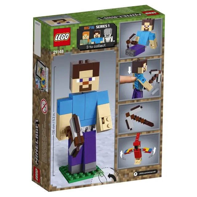 Designer Lego Minecraft Large Figure Steve With A Parrot Aliexpress