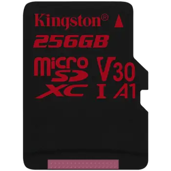 

MicroSD Canvas React capacity 256 GB Class 10 UHS-I U3 speed up to 100 MB/s with adapter SDKINGSTON72.34