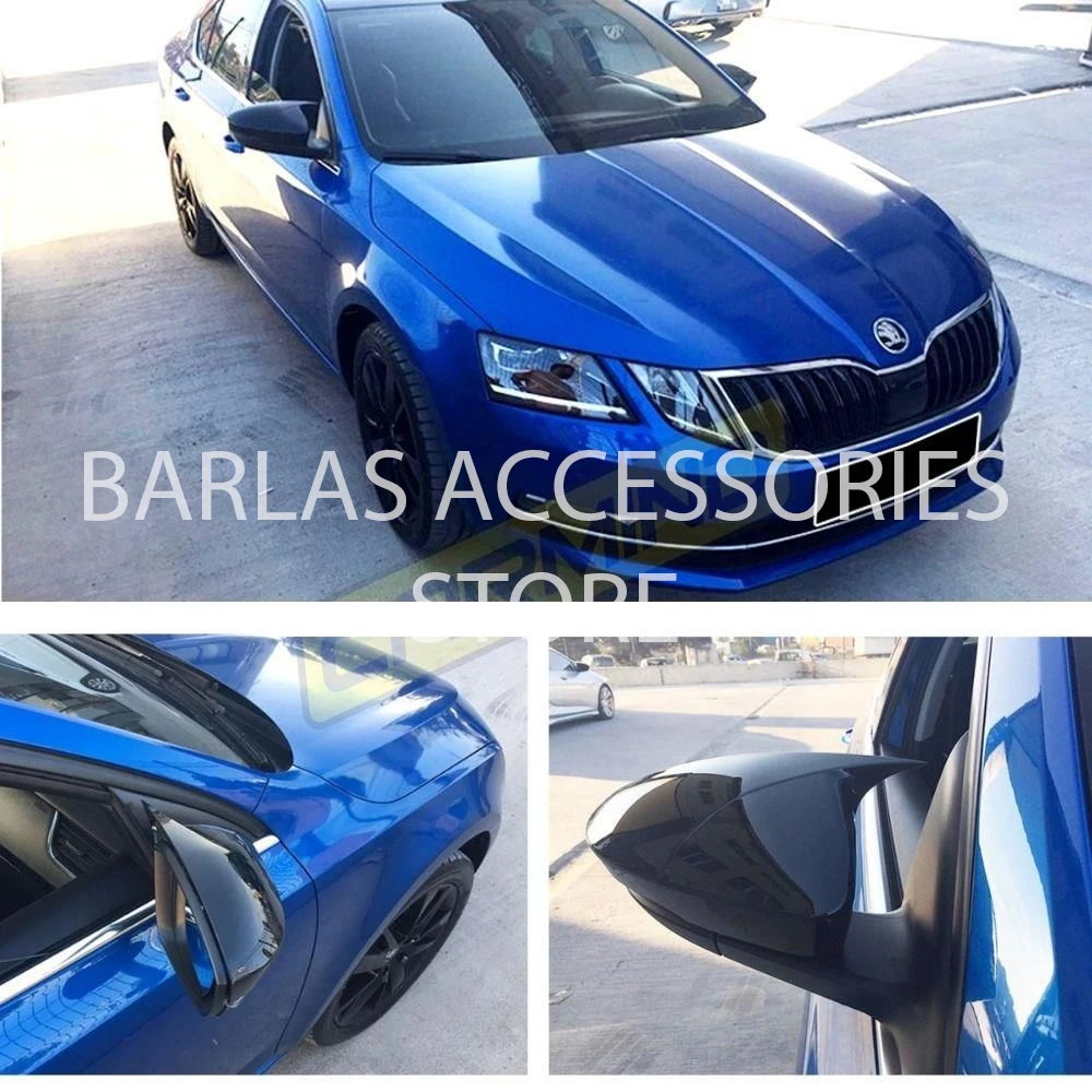 

For Skoda Octavia 3 Batman Mirror Cover 2013 2014 2015 2016 2017 2018 2019 Piano Black 2 Pcs. Right-Left