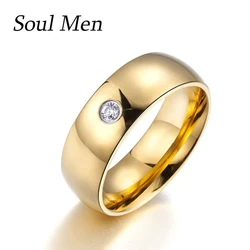 Trendy 8mm Tungsten Rings For Women Men Couples Wedding Bands Engagement Gold Ring