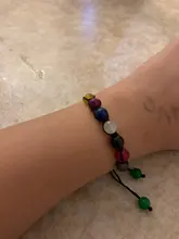 Pulsera clásica de 8mm con cuentas de piedra de Lava para hombre y mujer, cadena de 7 colores, cuerda tejida, Yoga, amistad, joyería ajustable